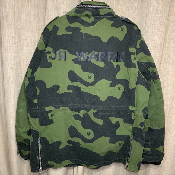 Warriors Camo Military Utility Jacket Green Black Hooded Dara Trooper L Oversize - Picture 15 of 16